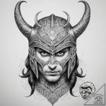 Tattoo sketch loki with his helmet, concept a… – tattoo sketch (№1757733828_0, 13.09.2025 03:23) — tattoovalue.net