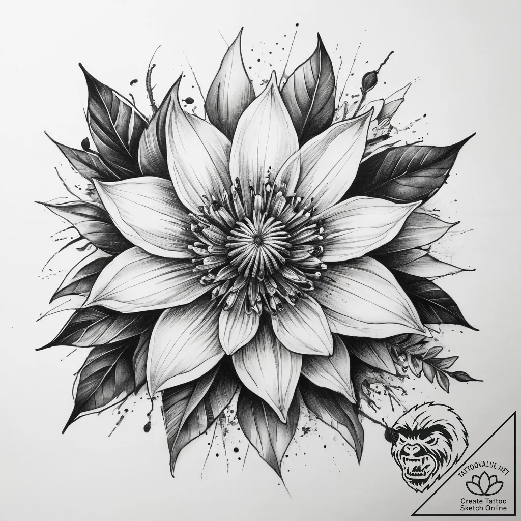 Tattoo sketch flannel flower, ink illustratio... - tattoo sketch (№1757734217_0, 13.09.2025 03:30) — tattoovalue.net
