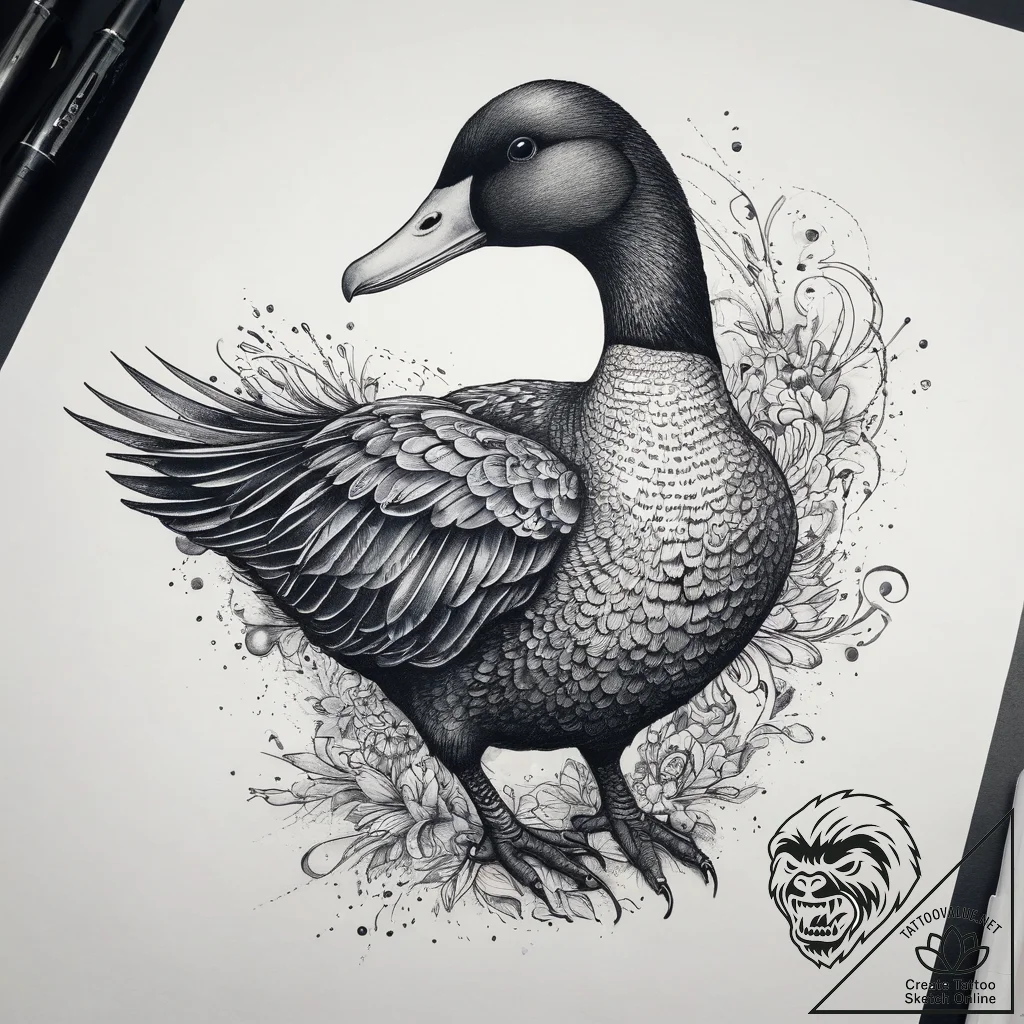 Tattoo sketch coot, artistic tattoo sketch, l... - tattoo sketch (№1757734607_0, 13.09.2025 03:36) — tattoovalue.net