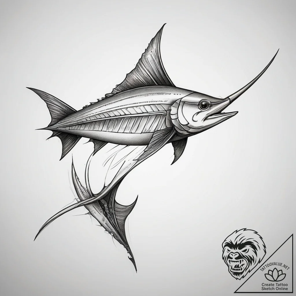 Tattoo sketch swordfish, tattoo flash sheet d... - tattoo sketch (№1757735011_0, 13.09.2025 03:43) — tattoovalue.net