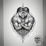 Tattoo sketch two figures intertwined in a mi… – tattoo sketch (№1757735204_0, 13.09.2025 03:46) — tattoovalue.net