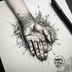 Tattoo sketch hands with a pen, tattoo flash… – tattoo sketch (№1757735785_0, 13.09.2025 03:56) — tattoovalue.net