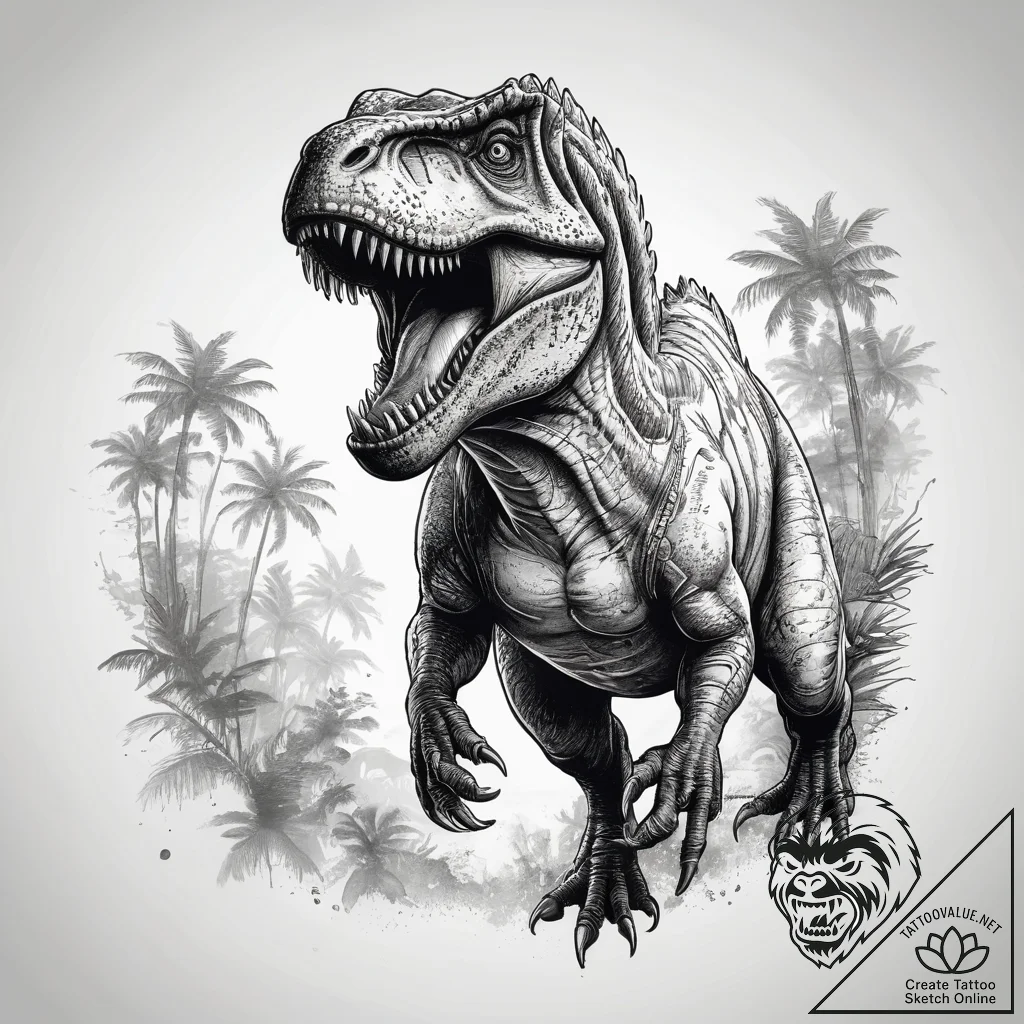 Tattoo sketch jurassic park t-rex silhouette,... - tattoo sketch (№1757736377_0, 13.09.2025 04:06) — tattoovalue.net