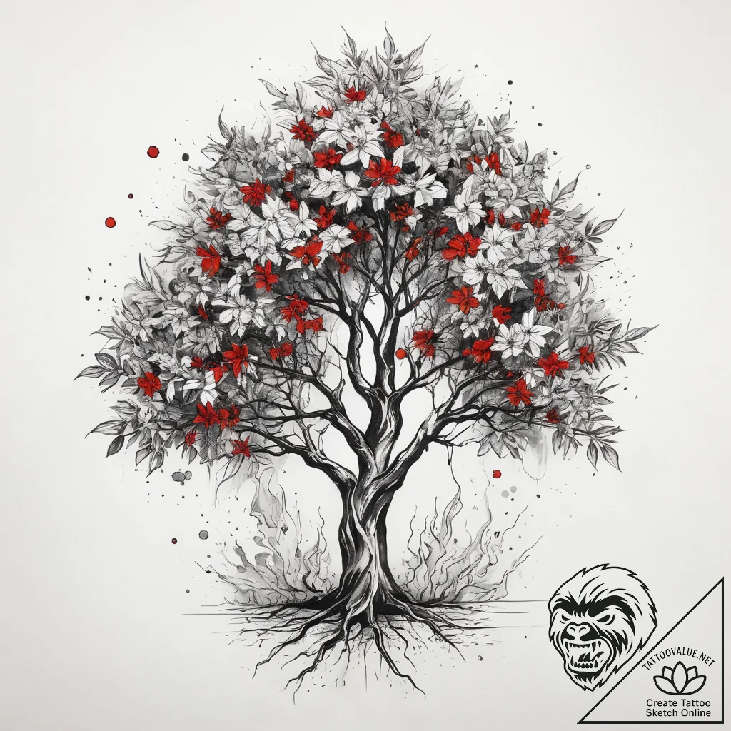 Tattoo sketch burning bush, tattoo drawing ou... - tattoo sketch (№1757736766_0, 13.09.2025 04:12) — tattoovalue.net