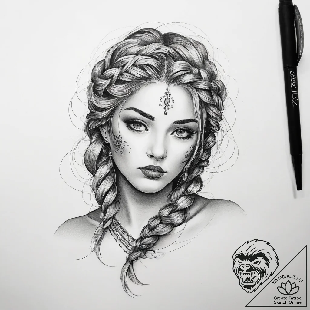 Tattoo sketch braid - tattoo sketch (№1757736959_0, 13.09.2025 04:15) — tattoovalue.net