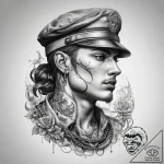 Tattoo sketch soldier with a chain, tattoo sk… – tattoo sketch (№1757737350_0, 13.09.2025 04:22) — tattoovalue.net
