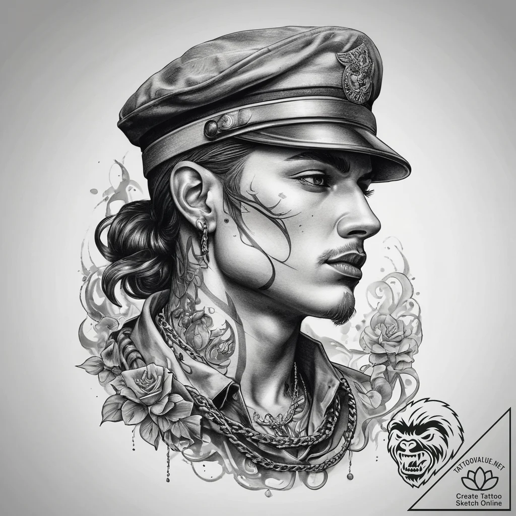 Tattoo sketch soldier with a chain, tattoo sk... - tattoo sketch (№1757737350_0, 13.09.2025 04:22) — tattoovalue.net
