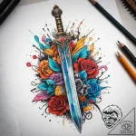 Tattoo sketch sword, tattoo flash sheet desig… – tattoo sketch (№1757738319_0, 13.09.2025 04:38) — tattoovalue.net