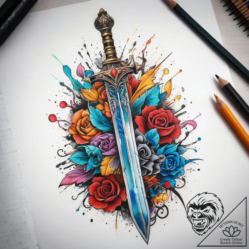 Tattoo sketch sword, tattoo flash sheet desig... - tattoo sketch (№1757738319_0, 13.09.2025 04:38) — tattoovalue.net