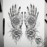 Tattoo sketch hands with a needle, tattoo lin… – tattoo sketch (№1757741873_0, 13.09.2025 05:37) — tattoovalue.net