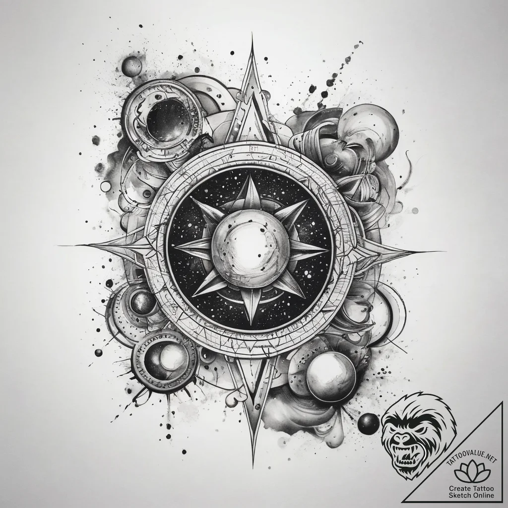Tattoo sketch cosmic cosmos, concept art for... - tattoo sketch (№1757742861_0, 13.09.2025 05:54) — tattoovalue.net