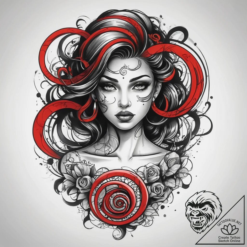 Tattoo sketch ladinets with a spiral, ink ill... - tattoo sketch (№1757744034_0, 13.09.2025 06:13) — tattoovalue.net