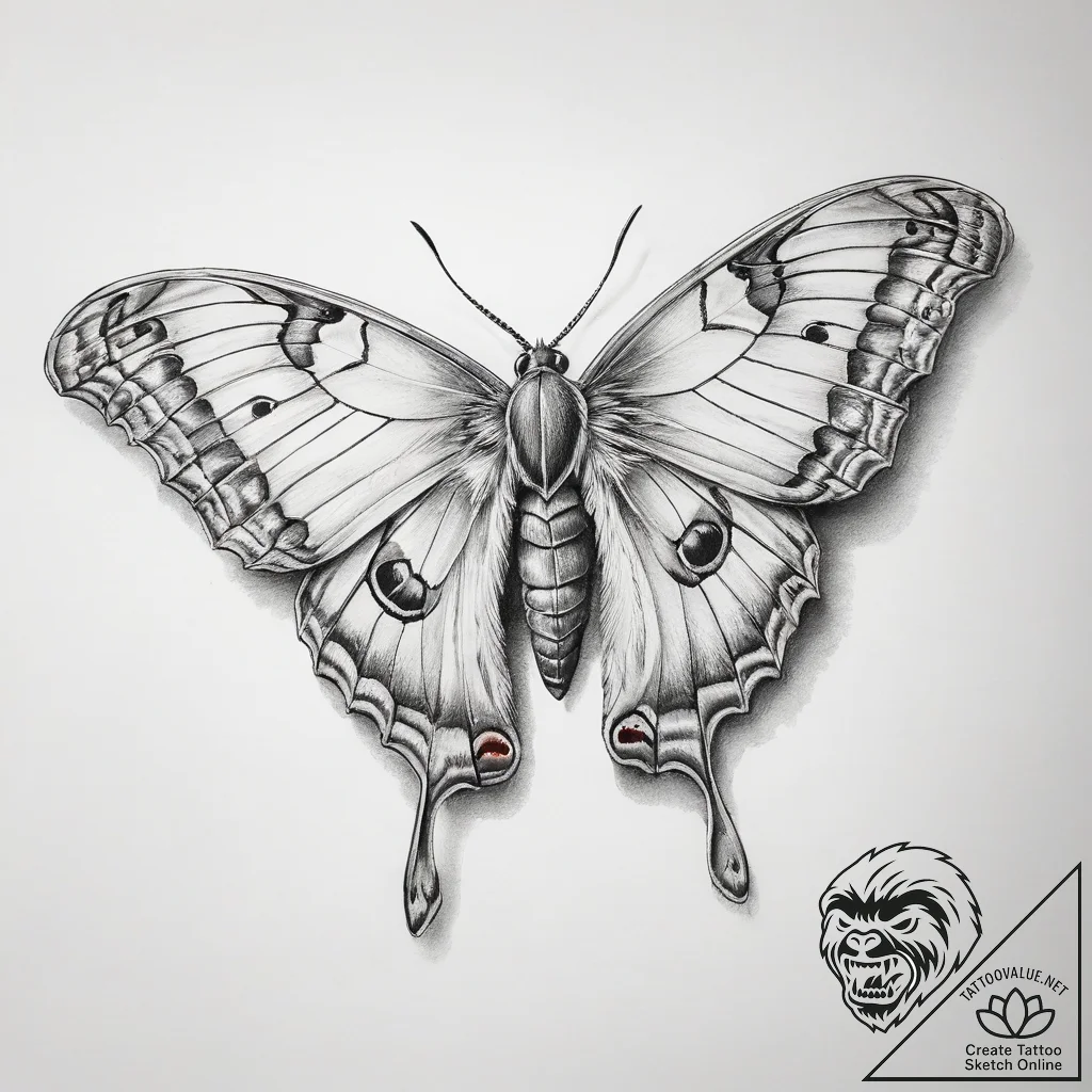 Tattoo sketch silk moth - tattoo sketch (№1757745229_0, 13.09.2025 06:33) — tattoovalue.net