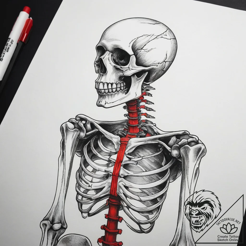 Tattoo sketch skeleton, artistic tattoo sketc... - tattoo sketch (№1757746597_0, 13.09.2025 06:56) — tattoovalue.net