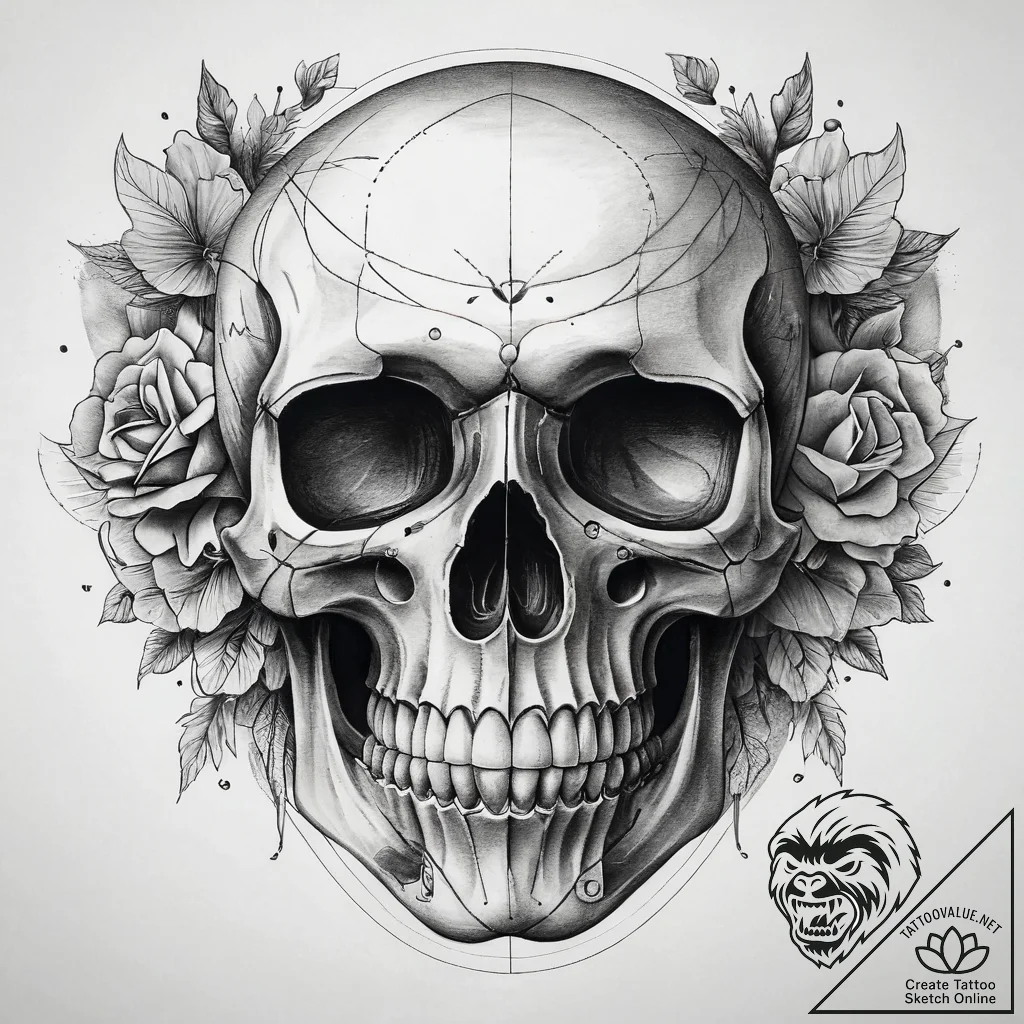 Tattoo sketch graphic череп, tattoo flash she... - tattoo sketch (№1757746984_0, 13.09.2025 07:03) — tattoovalue.net