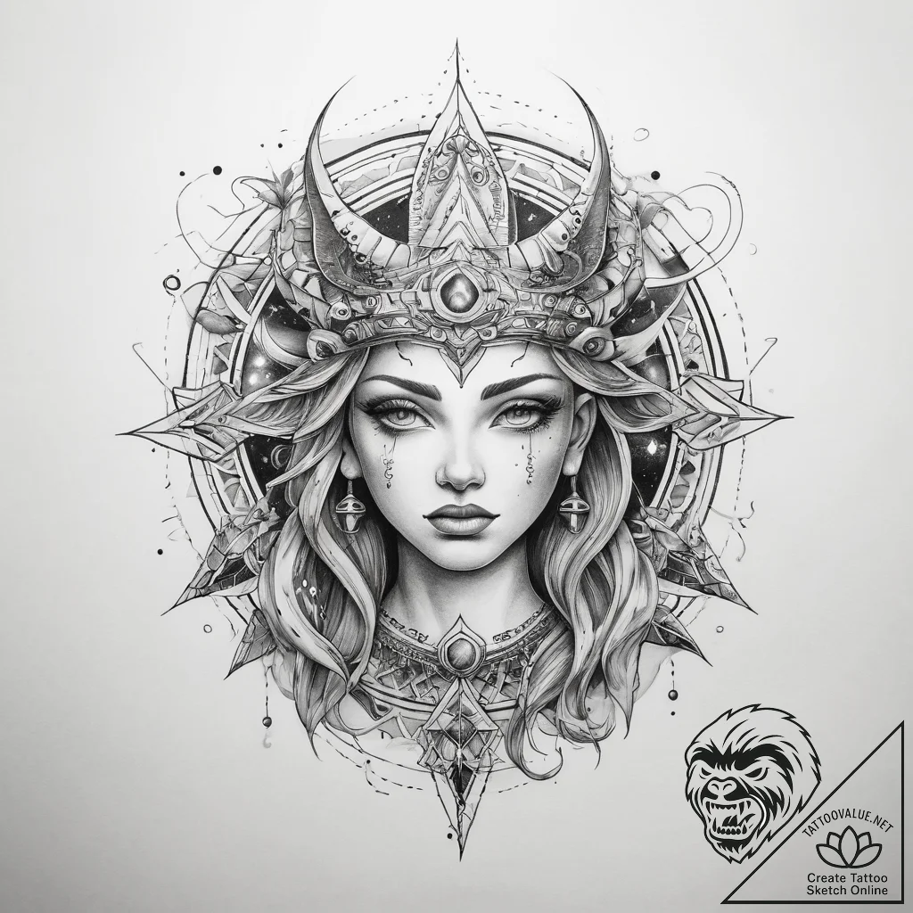 Tattoo sketch cosmic fable - tattoo sketch (№1757747178_0, 13.09.2025 07:06) — tattoovalue.net