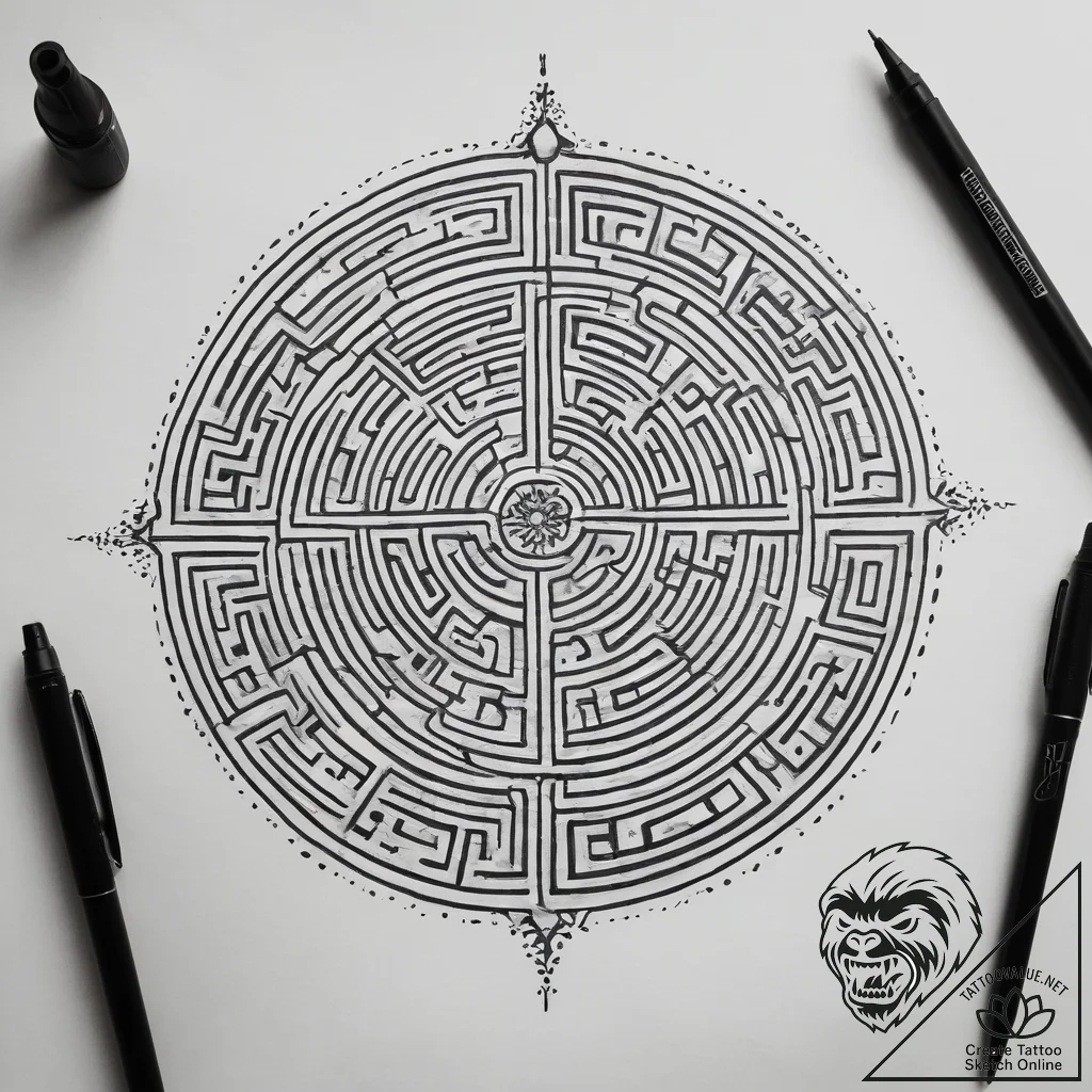Tattoo sketch labyrinth - tattoo sketch (№1757747780_0, 13.09.2025 07:16) — tattoovalue.net
