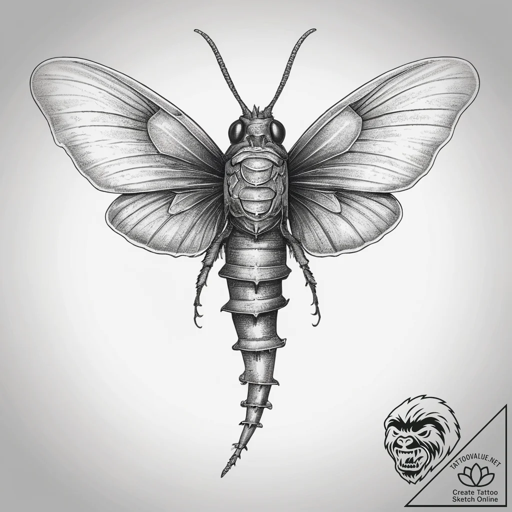 Tattoo sketch tobacco hornworm, concept art f... - tattoo sketch (№1757748766_0, 13.09.2025 07:32) — tattoovalue.net