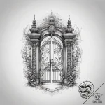 Tattoo sketch mystical gate – tattoo sketch (№1757749954_0, 13.09.2025 07:52) — tattoovalue.net