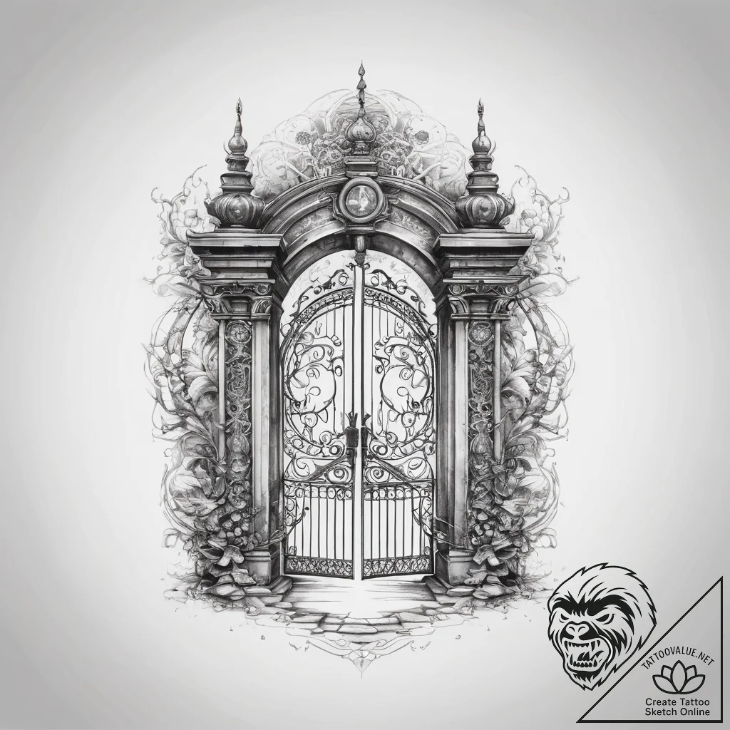 Tattoo sketch mystical gate - tattoo sketch (№1757749954_0, 13.09.2025 07:52) — tattoovalue.net