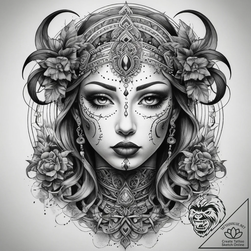 Tattoo sketch spiritual history, tattoo drawi... - tattoo sketch (№1757752311_0, 13.09.2025 08:31) — tattoovalue.net