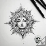 Tattoo sketch cosmic scene – tattoo sketch (№1757754883_0, 13.09.2025 09:14) — tattoovalue.net