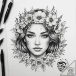 Tattoo sketch flower crown tattoo – tattoo sketch (№1757755078_0, 13.09.2025 09:17) — tattoovalue.net