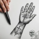 Tattoo sketch hands with a bishop – tattoo sketch (№1757756249_0, 13.09.2025 09:37) — tattoovalue.net