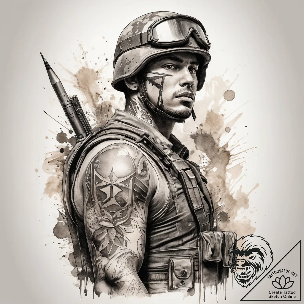 Tattoo sketch soldier with a pencil, artistic... - tattoo sketch (№1757756442_0, 13.09.2025 09:40) — tattoovalue.net