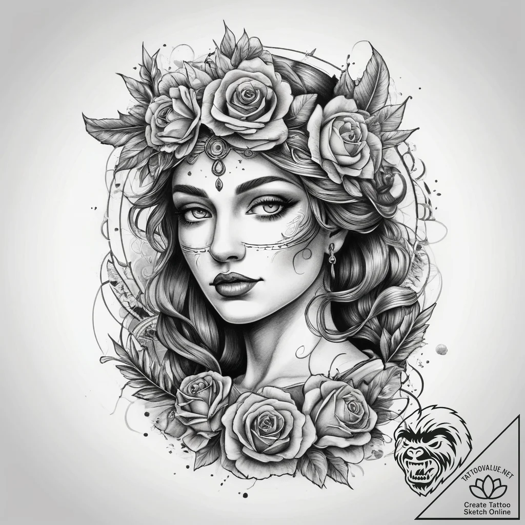 Tattoo sketch roman goddess minerva, artistic... - tattoo sketch (№1757757426_0, 13.09.2025 09:57) — tattoovalue.net