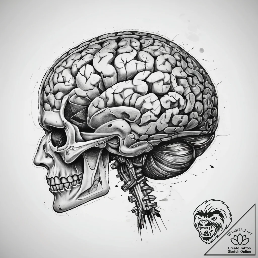 Tattoo sketch brain - tattoo sketch (№1757757632_0, 13.09.2025 10:00) — tattoovalue.net