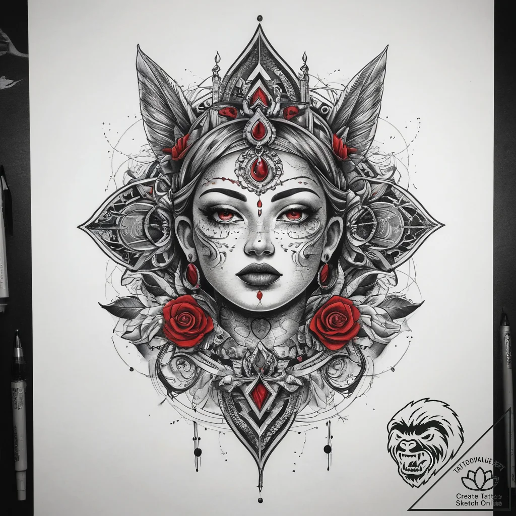 Tattoo sketch sacred representation, concept... - tattoo sketch (№1757758619_0, 13.09.2025 10:16) — tattoovalue.net