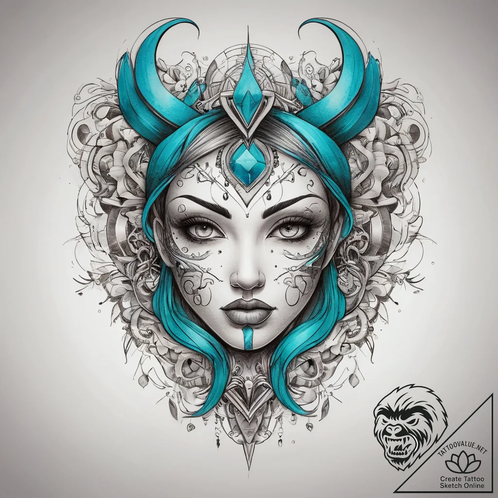 Tattoo sketch turquoise, tattoo sketch design... - tattoo sketch (№1757760383_0, 13.09.2025 10:46) — tattoovalue.net