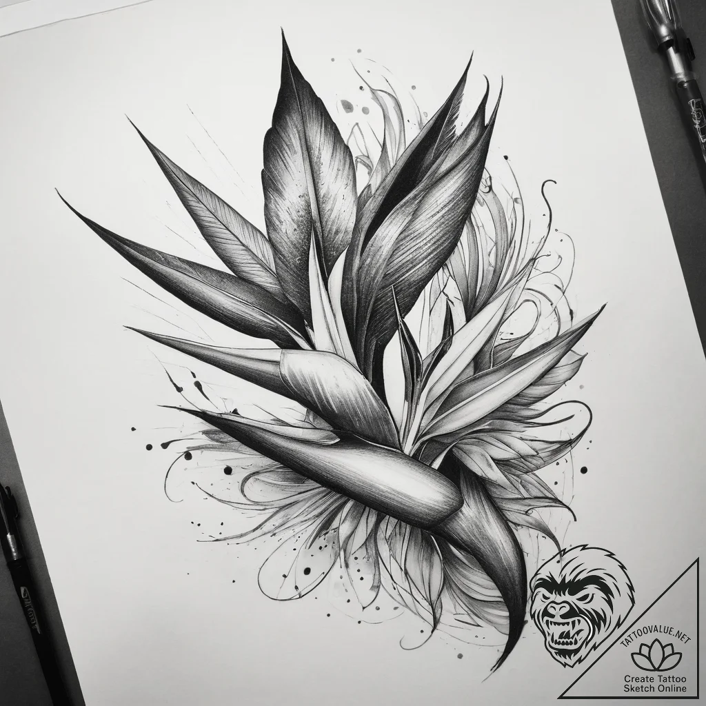Tattoo sketch bird of paradise flower, tattoo... - tattoo sketch (№1757760780_0, 13.09.2025 10:53) — tattoovalue.net