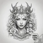 Tattoo sketch elven queen crown, tattoo sketc… – tattoo sketch (№1757761363_0, 13.09.2025 11:02) — tattoovalue.net