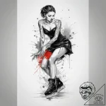 Tattoo sketch figure skating person on ice, i… – tattoo sketch (№1757761968_0, 13.09.2025 11:12) — tattoovalue.net