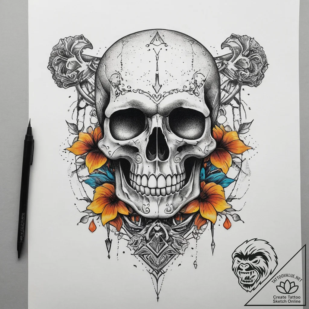 Tattoo sketch череп с песочными часами, tatto... - tattoo sketch (№1757762165_0, 13.09.2025 11:16) — tattoovalue.net
