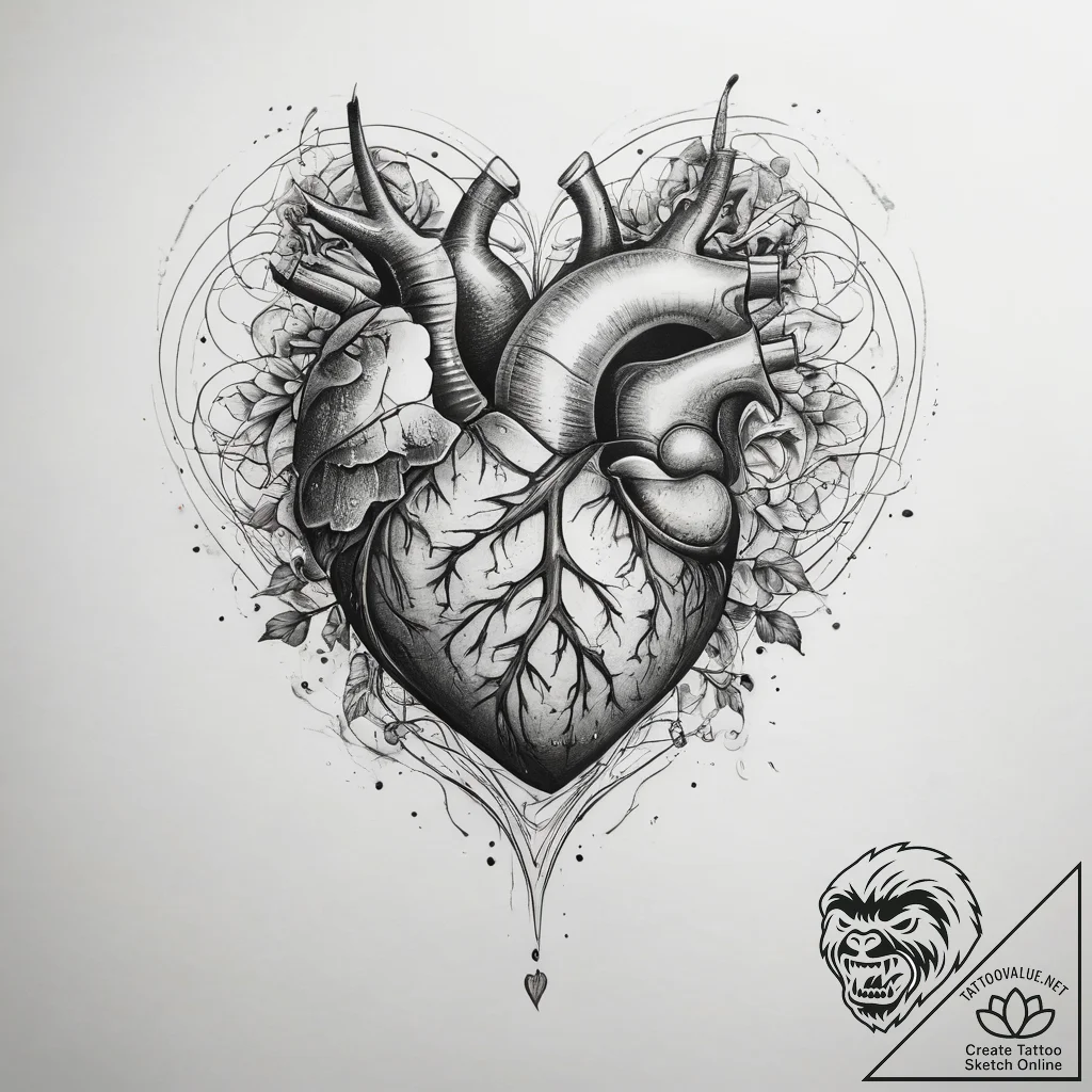 Tattoo sketch heart - tattoo sketch (№1757763796_0, 13.09.2025 11:43) — tattoovalue.net