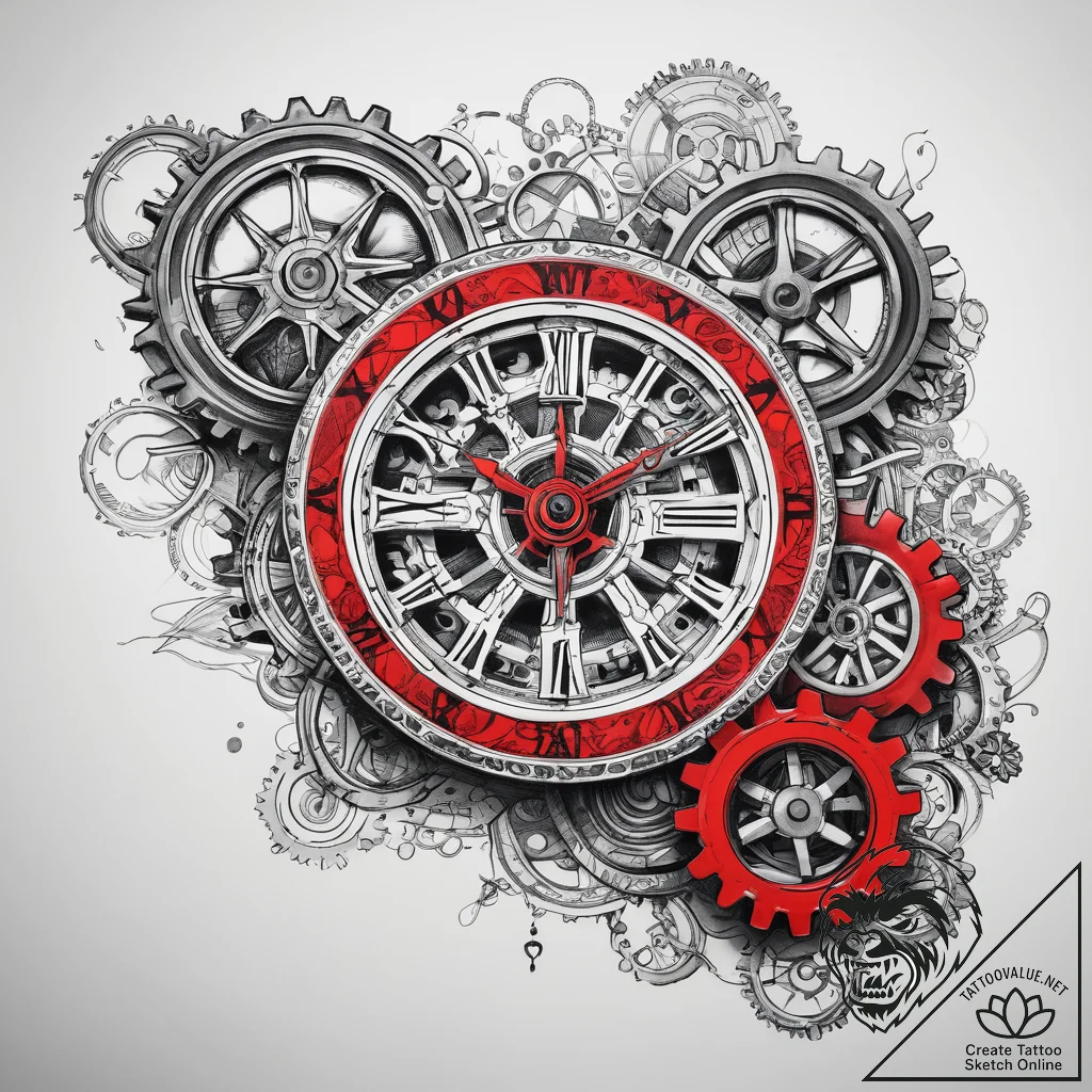 Tattoo sketch watch with gears, concept art f... - tattoo sketch (№1757765808_0, 13.09.2025 12:16) — tattoovalue.net