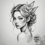 Tattoo sketch nymph tattoo – tattoo sketch (№1757766983_0, 13.09.2025 12:36) — tattoovalue.net
