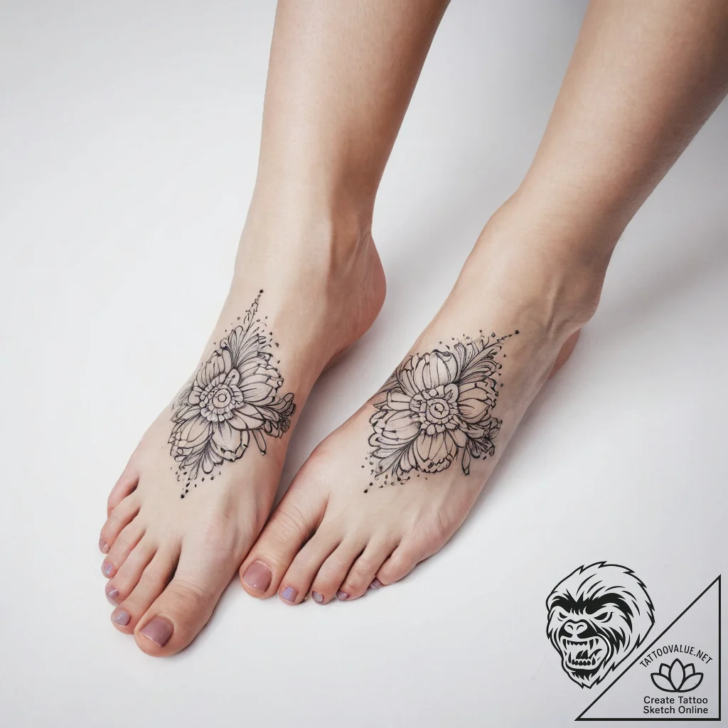 Tattoo sketch fine line of a person's feet - tattoo sketch (№1757767574_0, 13.09.2025 12:46) — tattoovalue.net