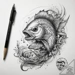 Tattoo sketch fishing a fish on a hook, tatto… – tattoo sketch (№1757769352_0, 13.09.2025 13:15) — tattoovalue.net