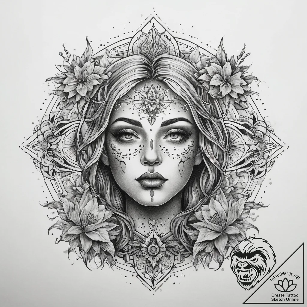 Tattoo sketch spiritual scene, tattoo flash s... - tattoo sketch (№1757770335_0, 13.09.2025 13:32) — tattoovalue.net