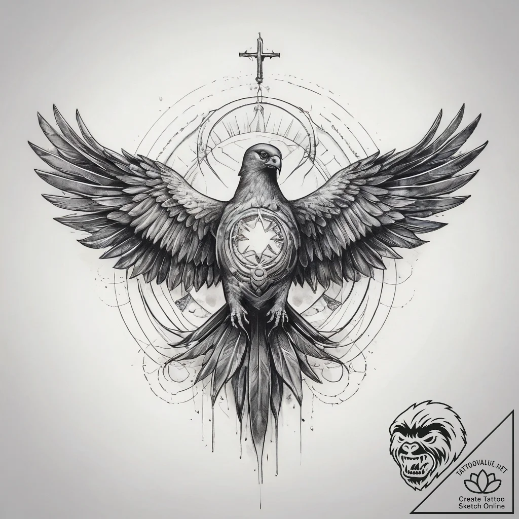 Tattoo sketch holy ghost, tattoo line art, on... - tattoo sketch (№1757773446_0, 13.09.2025 14:24) — tattoovalue.net