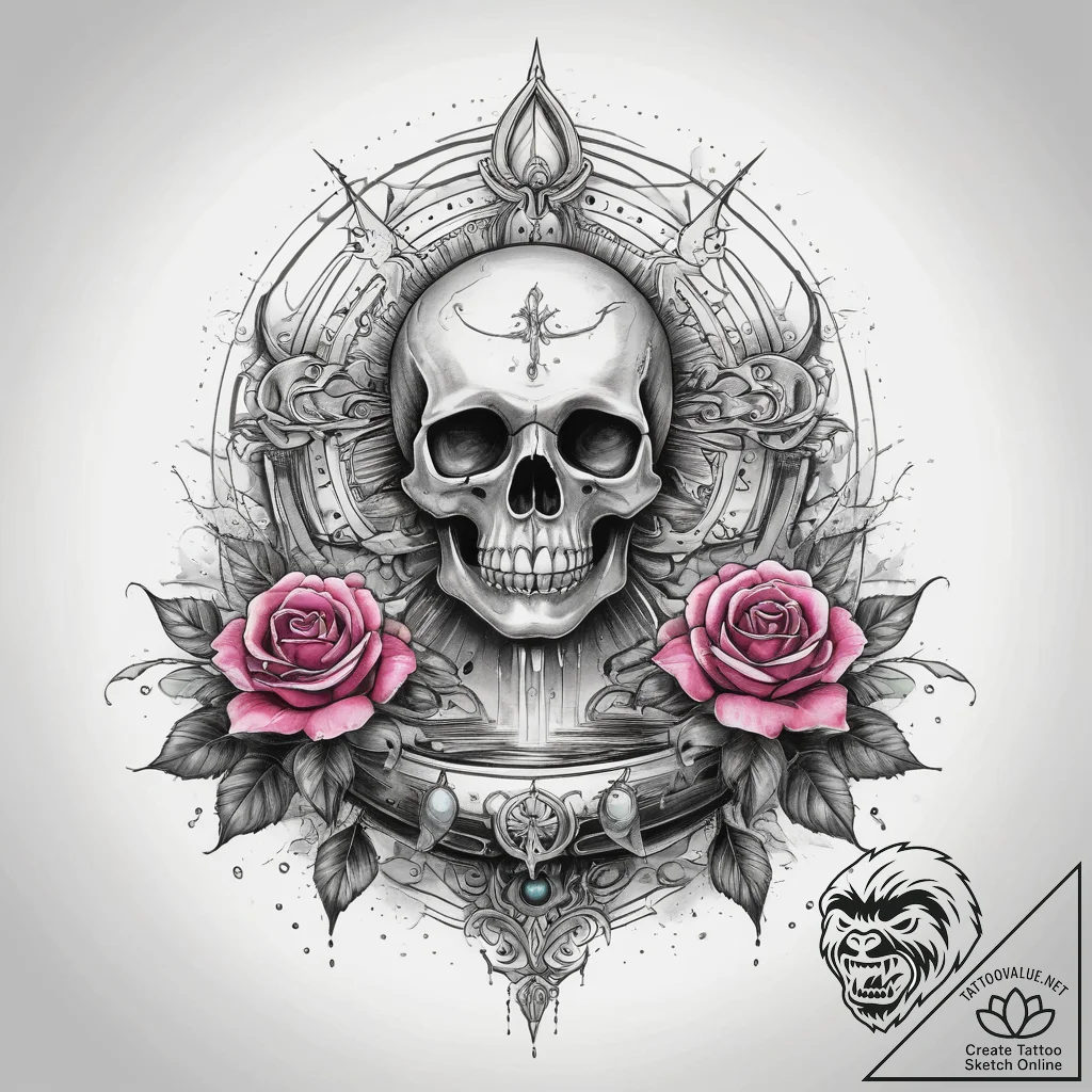 Tattoo sketch mystical fountain, ink illustra... - tattoo sketch (№1757774243_0, 13.09.2025 14:37) — tattoovalue.net