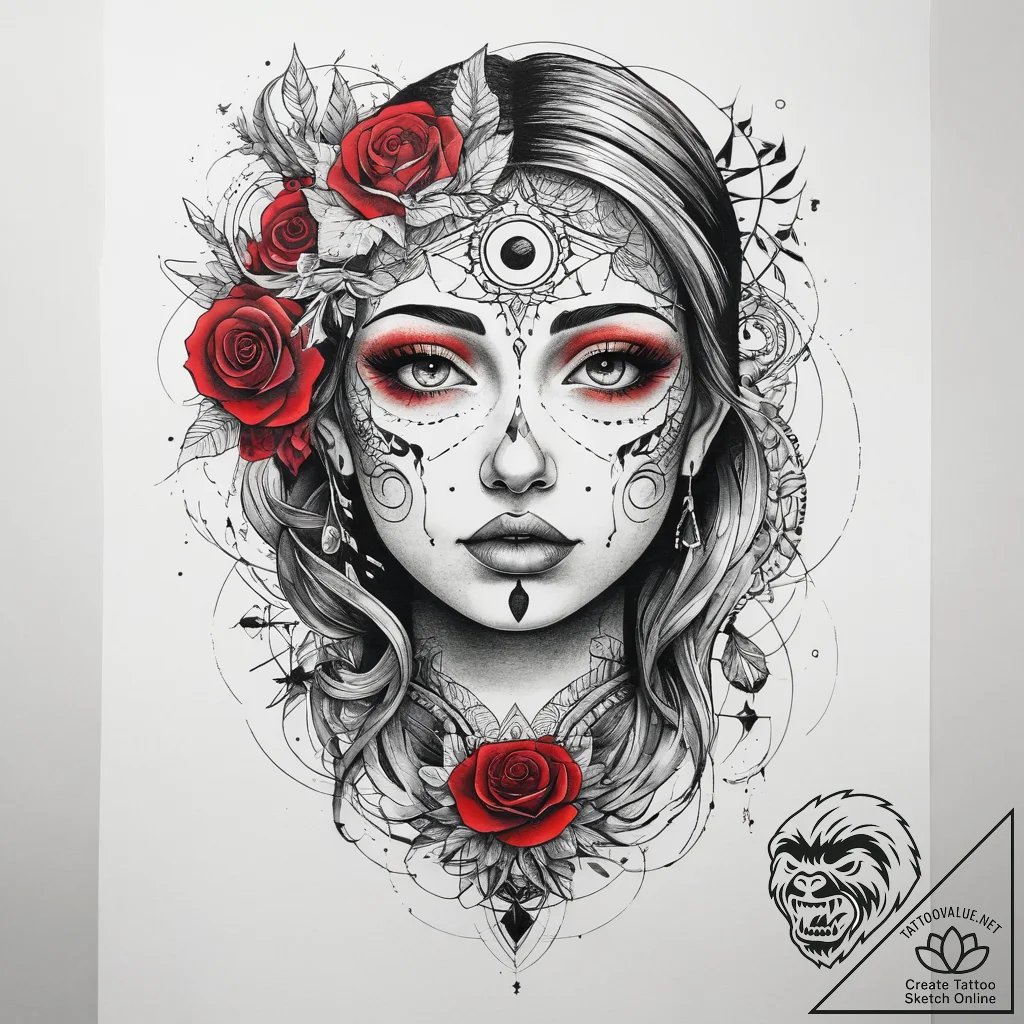 Tattoo sketch cosmic identity, tattoo line ar... - tattoo sketch (№1757774438_0, 13.09.2025 14:40) — tattoovalue.net