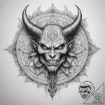 Tattoo sketch demon with a sword, tattoo sket… – tattoo sketch (№1757776014_0, 13.09.2025 15:06) — tattoovalue.net