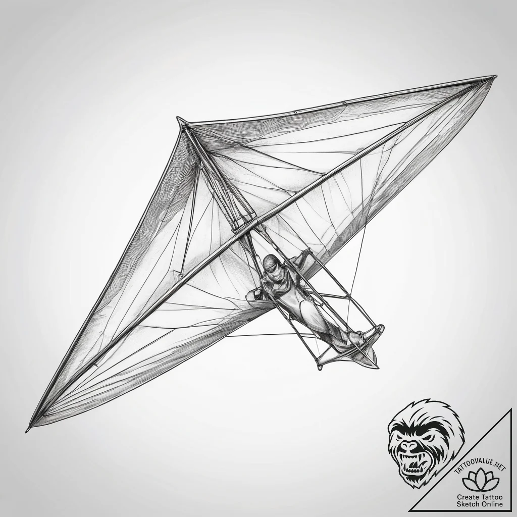 Tattoo sketch hang gliding a hang glider - tattoo sketch (№1757776598_0, 13.09.2025 15:16) — tattoovalue.net