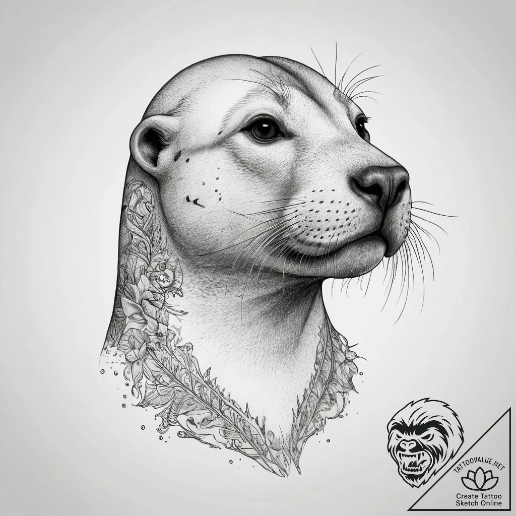 Tattoo sketch puns a sea lion that says "i'm... - tattoo sketch (№1757777972_0, 13.09.2025 15:39) — tattoovalue.net