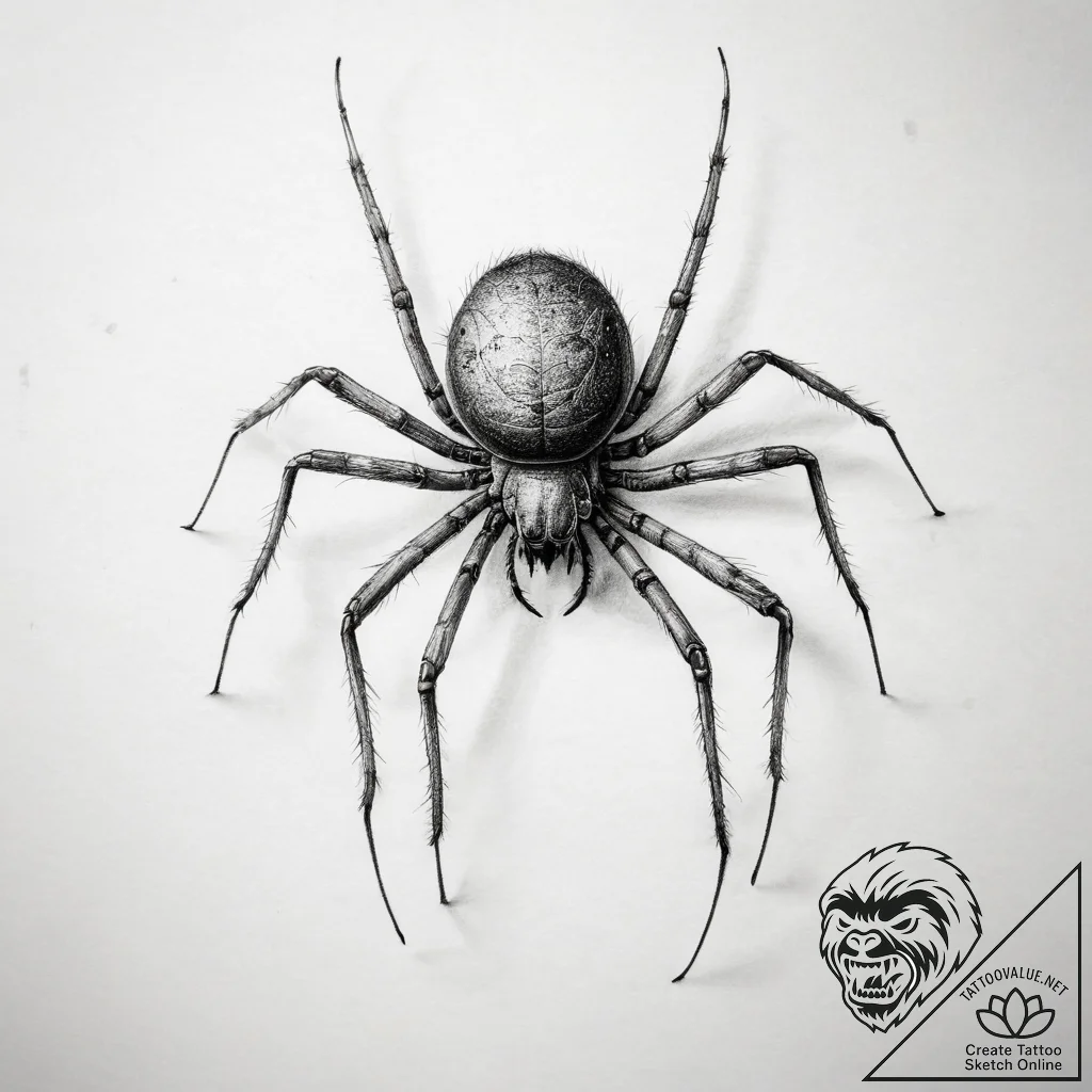 Tattoo sketch daddy long-legs spider - tattoo sketch (№1757778372_0, 13.09.2025 15:46) — tattoovalue.net